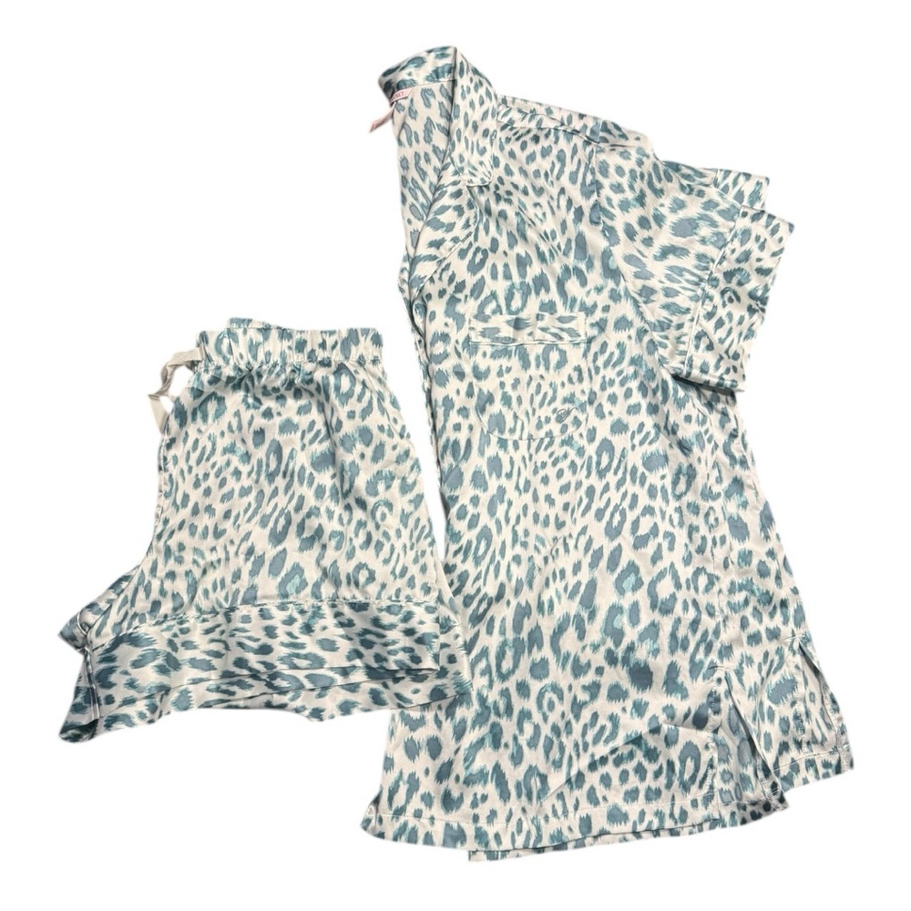 Victoria's Secret Blue and White Animal Print Satin Set